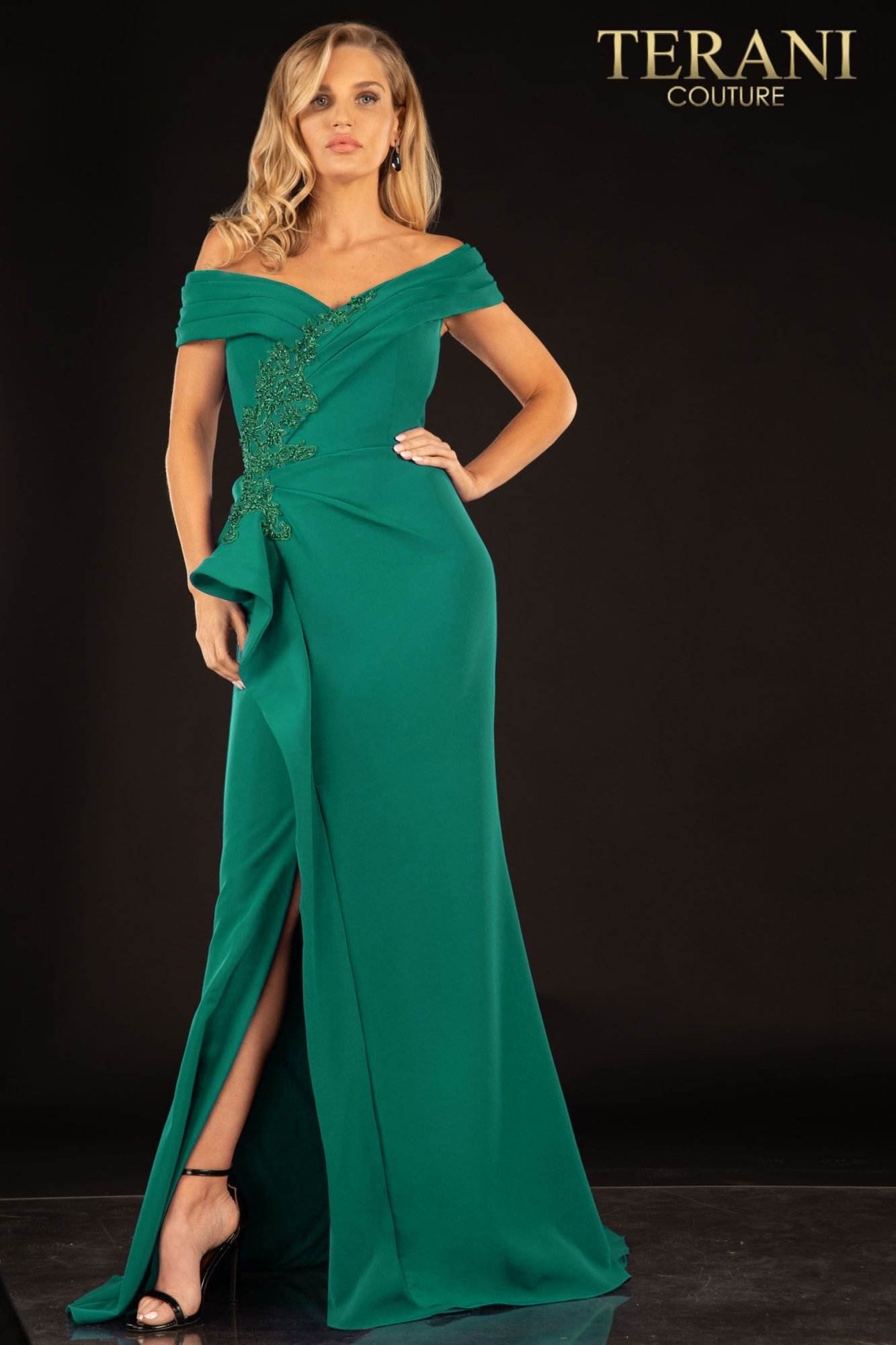 Terani Couture 2021M2986 Off Shoulder Formal Long Dress