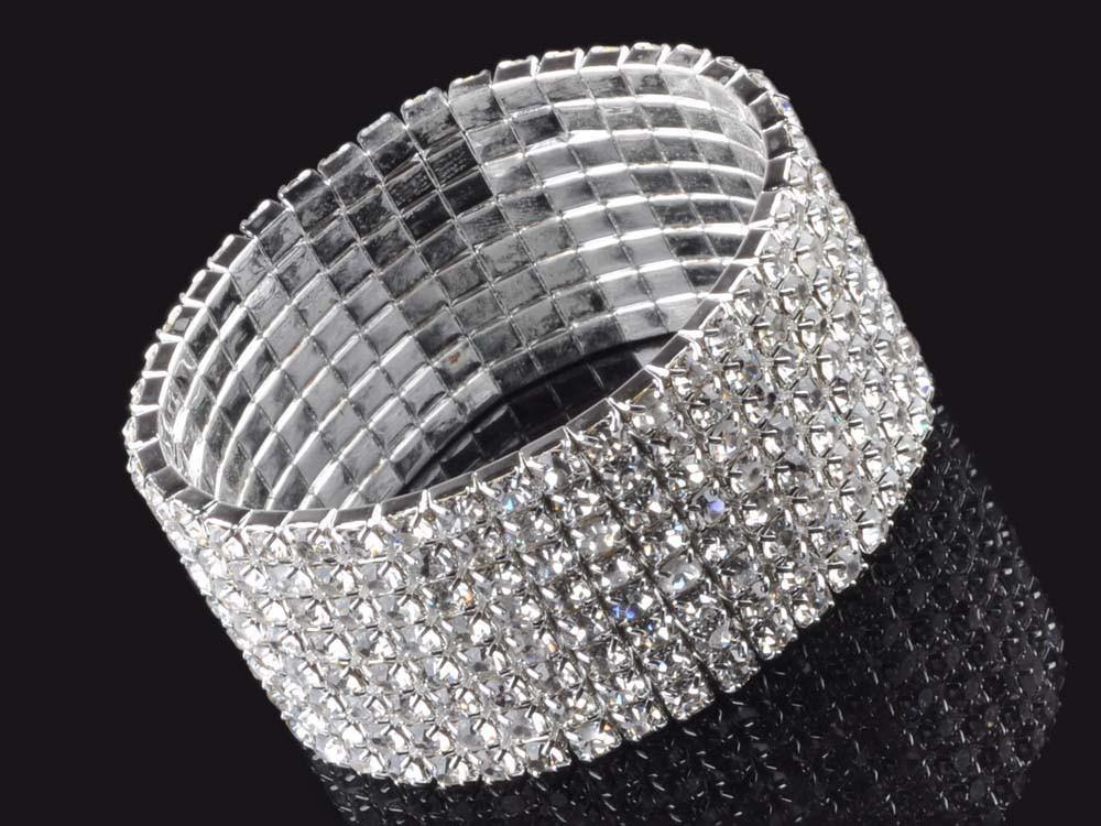 8 Rows Crystal Rhinestone Elastic Bridal Bracelet