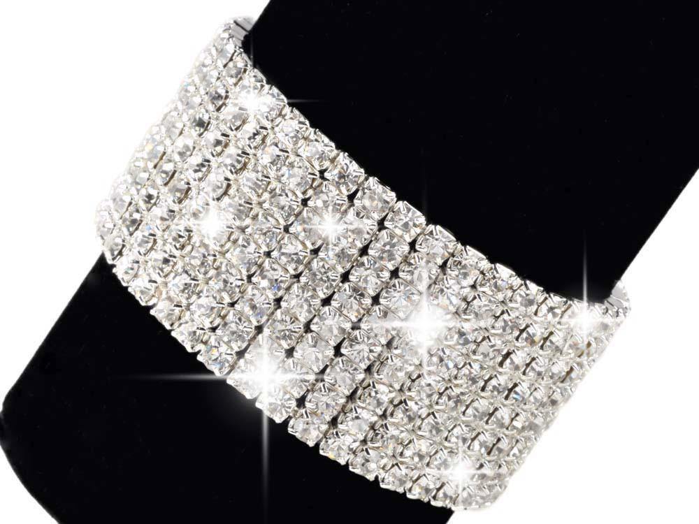 8 Rows Crystal Rhinestone Elastic Bridal Bracelet