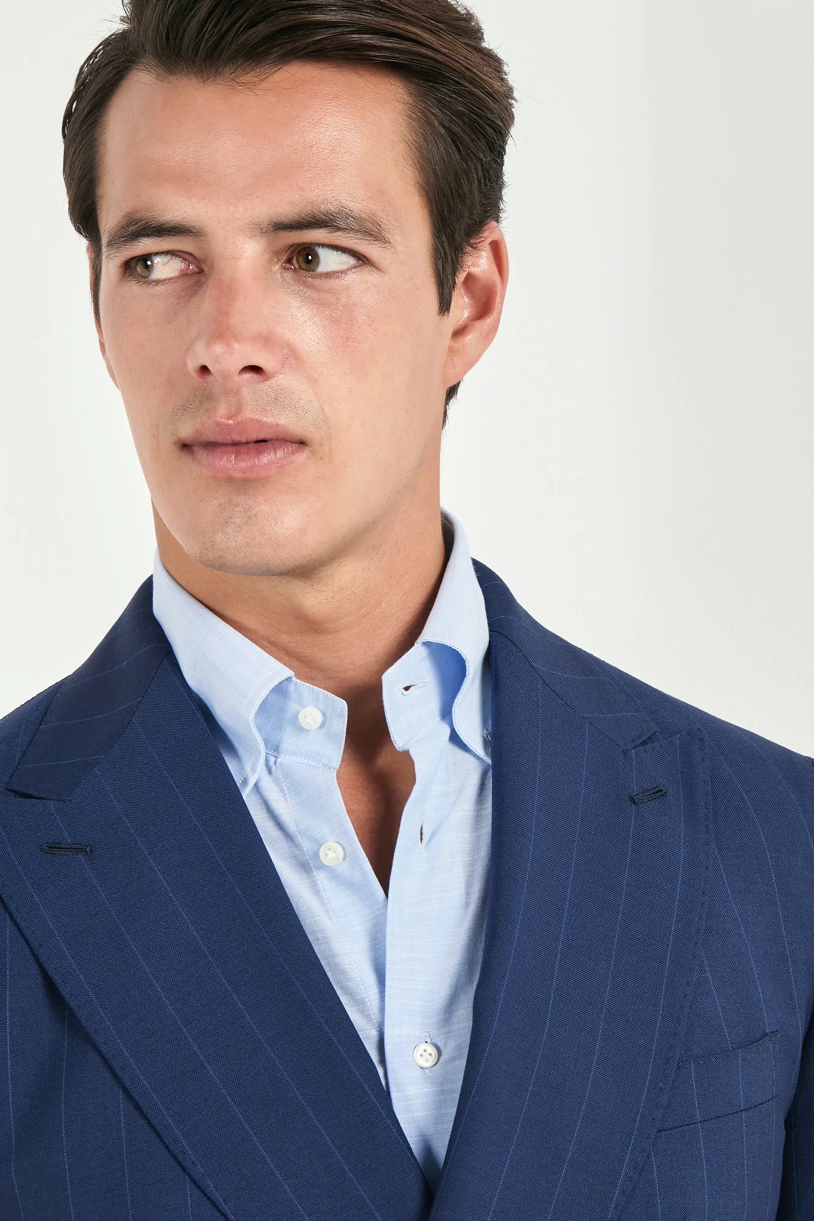 Blue double breasted striped suit - Made in Italy