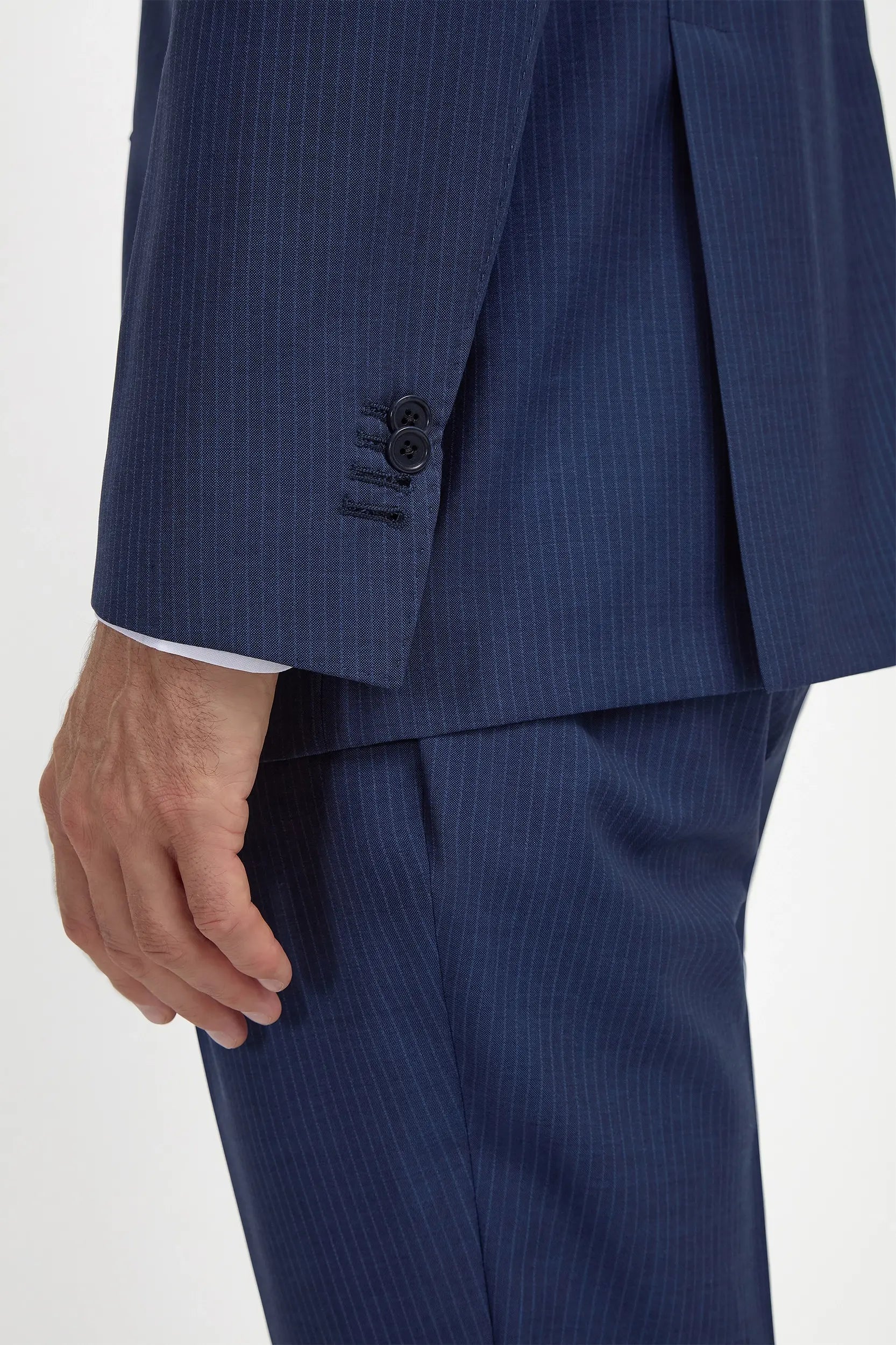 Blue pinstripe wool suit - Made in Italy