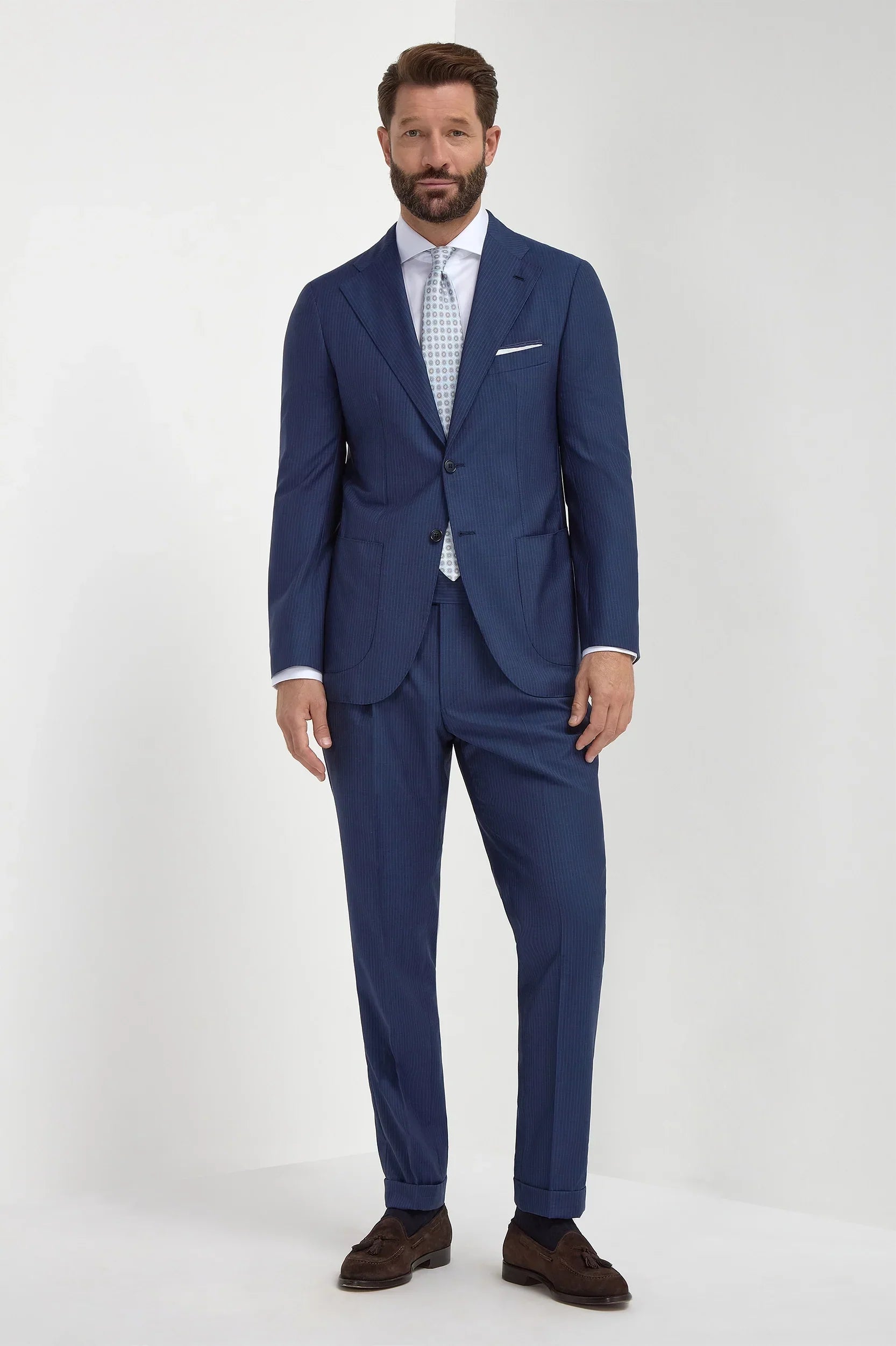 Blue pinstripe wool suit - Made in Italy
