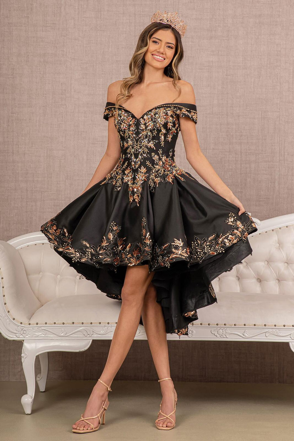 Long Quinceanera Satin Ball Gown