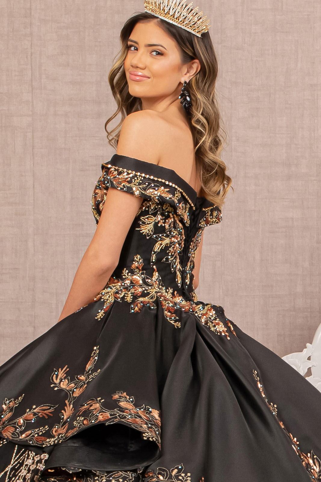 Long Quinceanera Satin Ball Gown