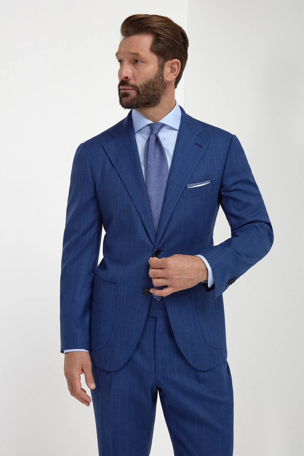 Royal blue striped suit - Made in Italy