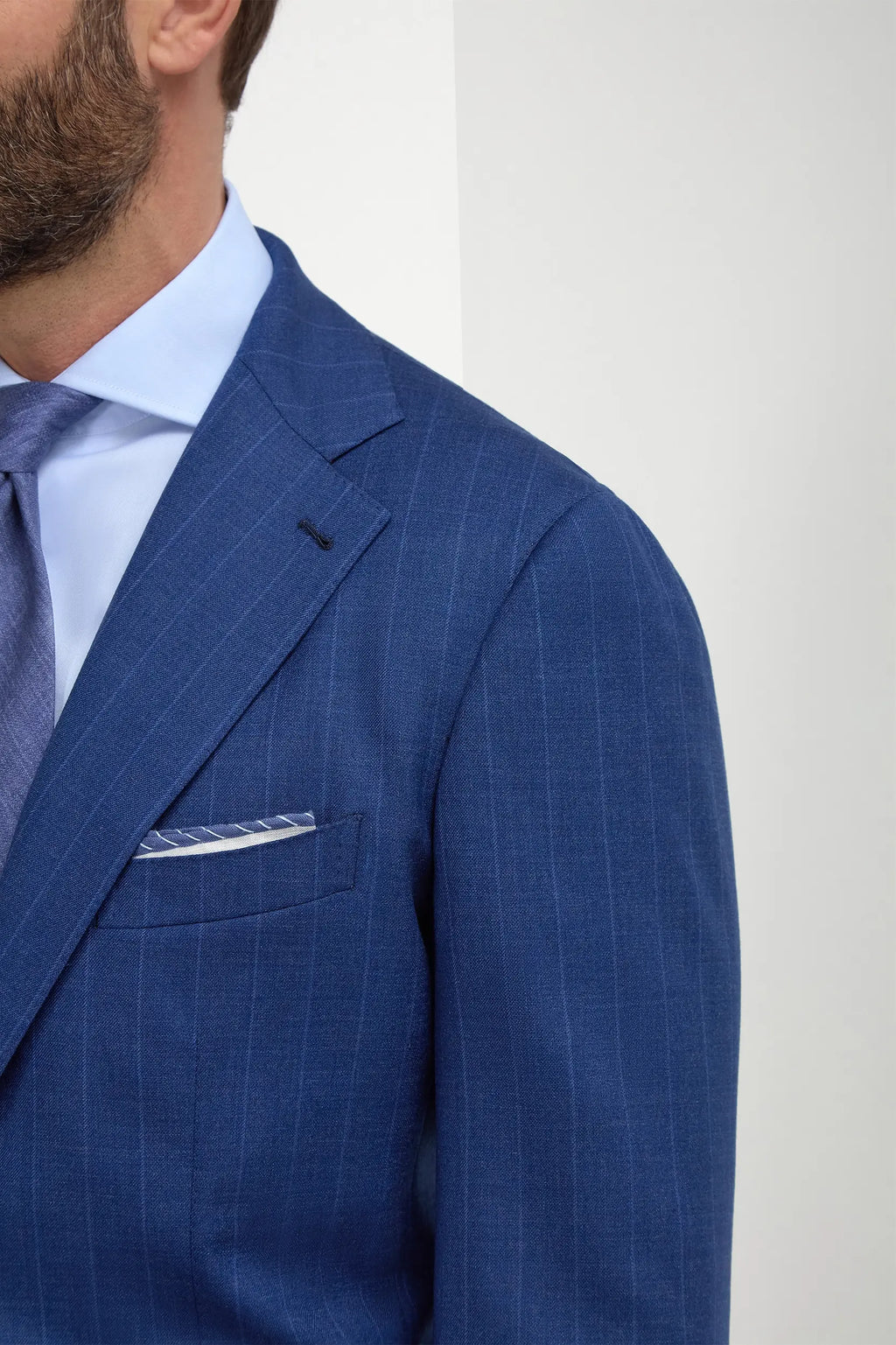 Royal blue striped suit - Made in Italy