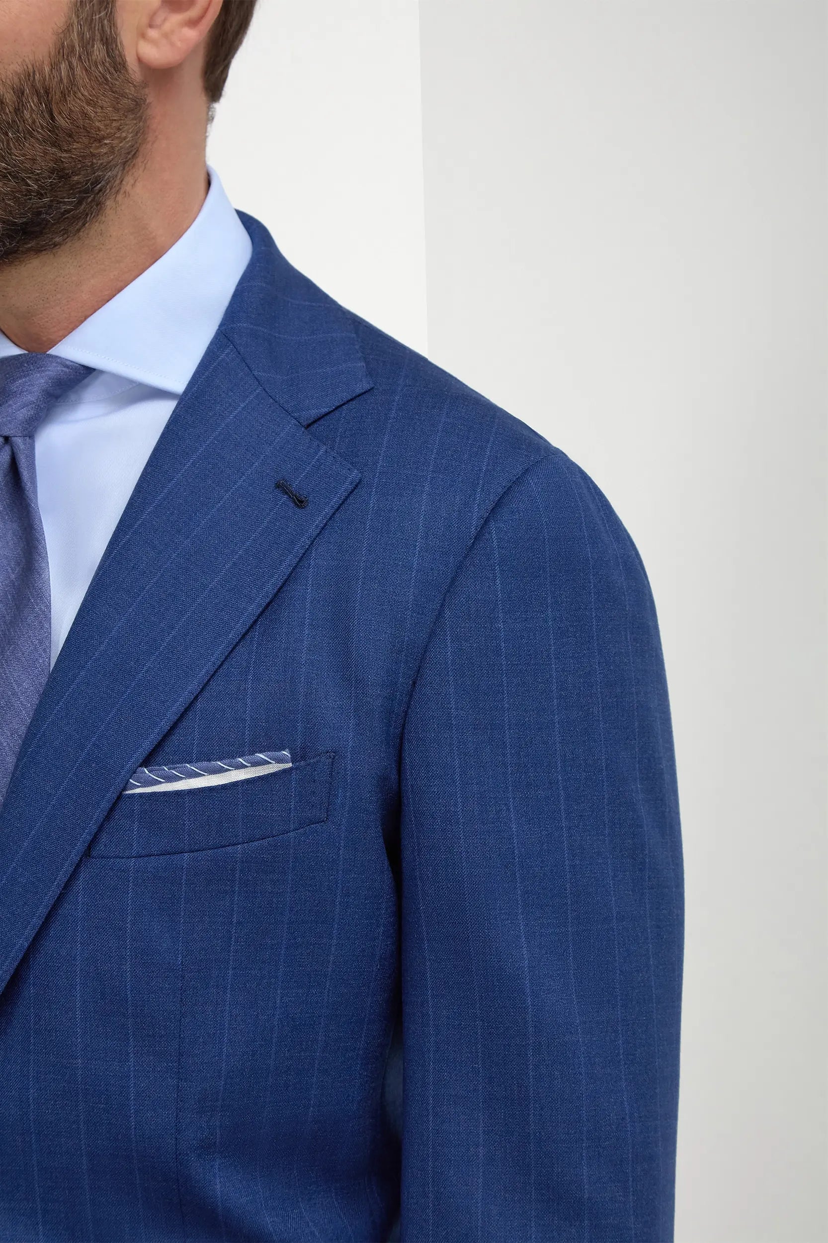 Royal blue striped suit - Made in Italy