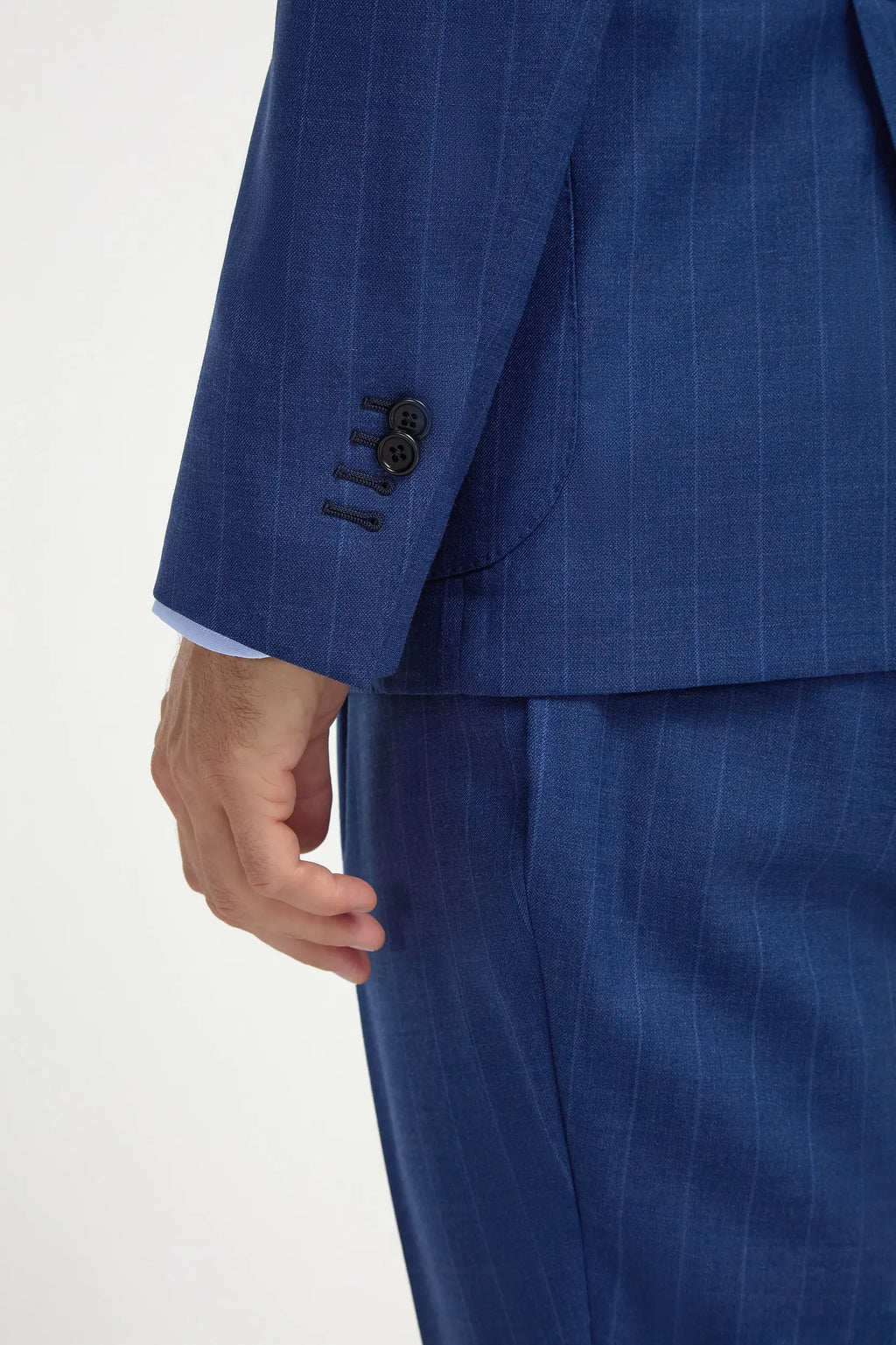 Royal blue striped suit - Made in Italy