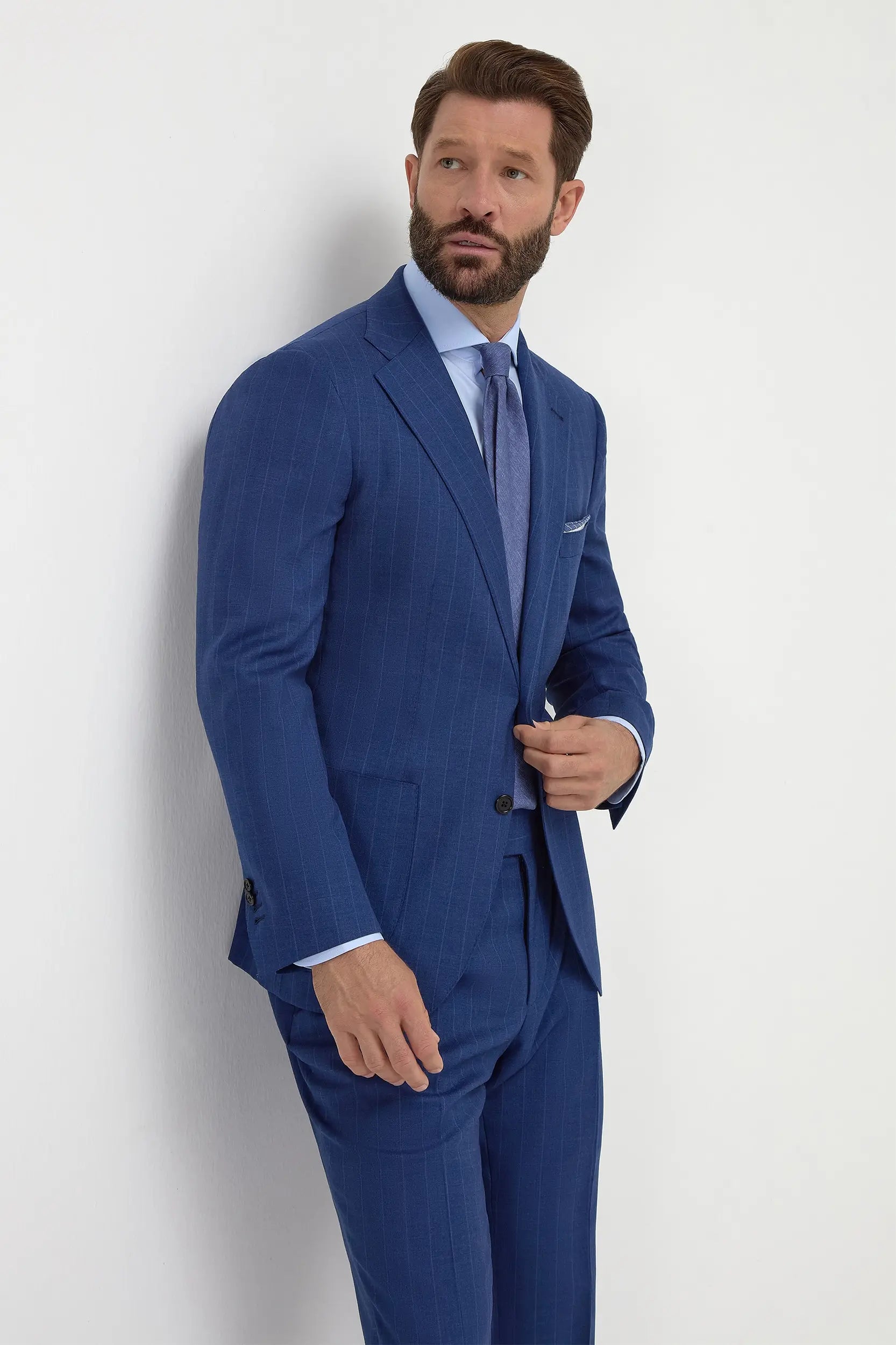 Royal blue striped suit - Made in Italy