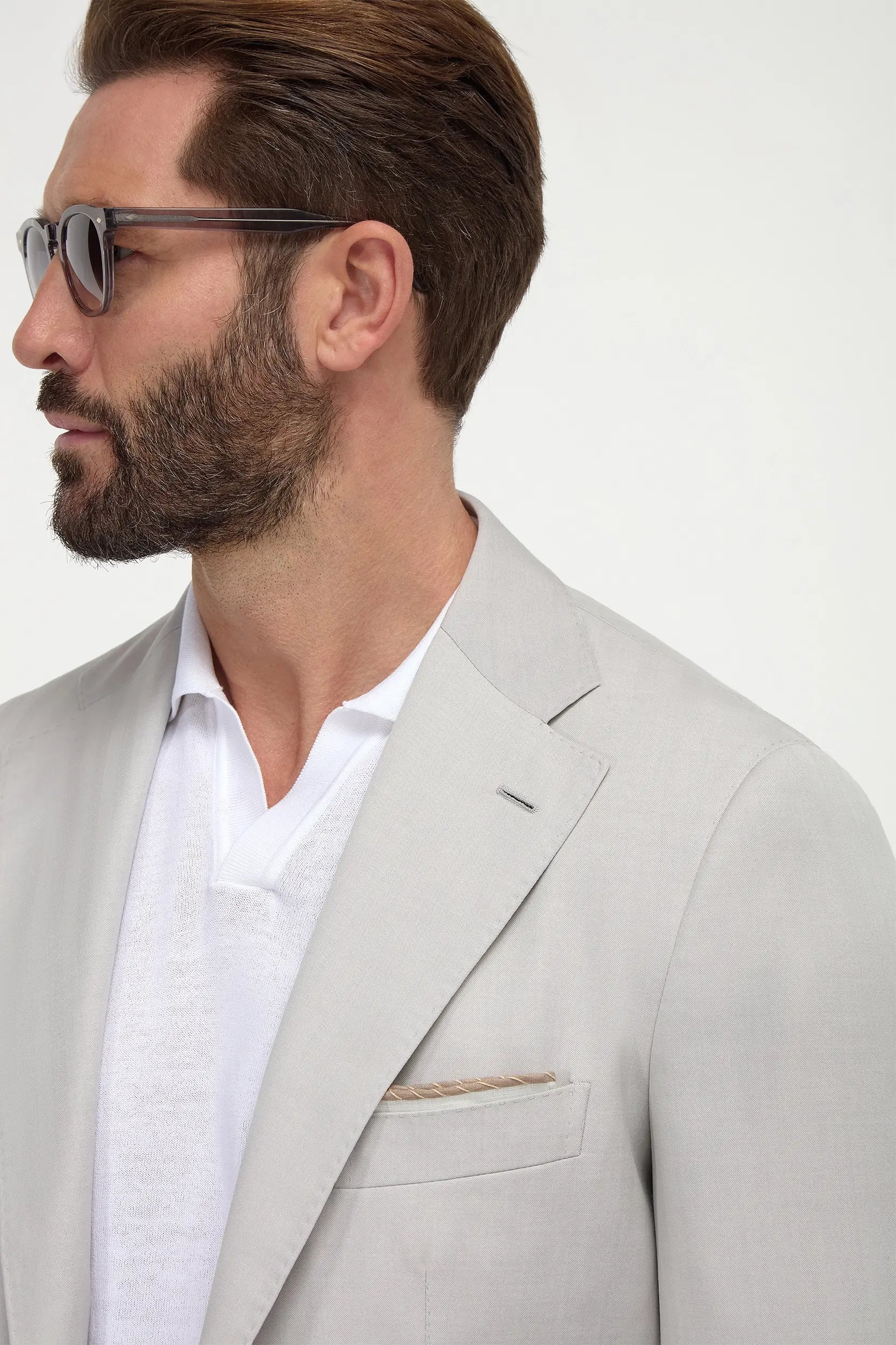 Stone herringbone suit - Made in Italy