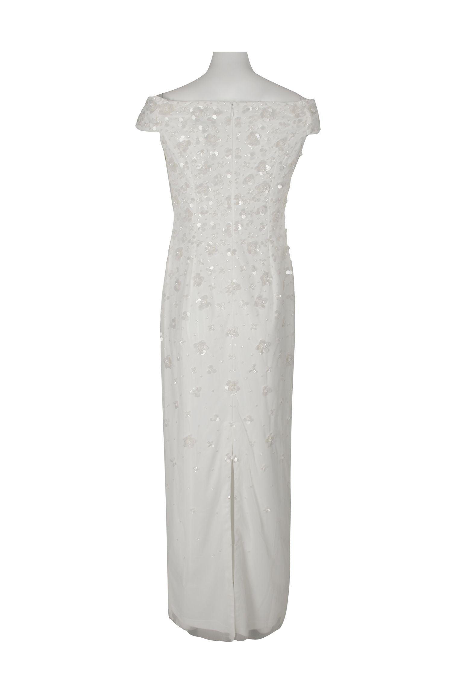 Adrianna Papell AP1E207584 Off-Shoulder Sequined Formal Mesh Dress