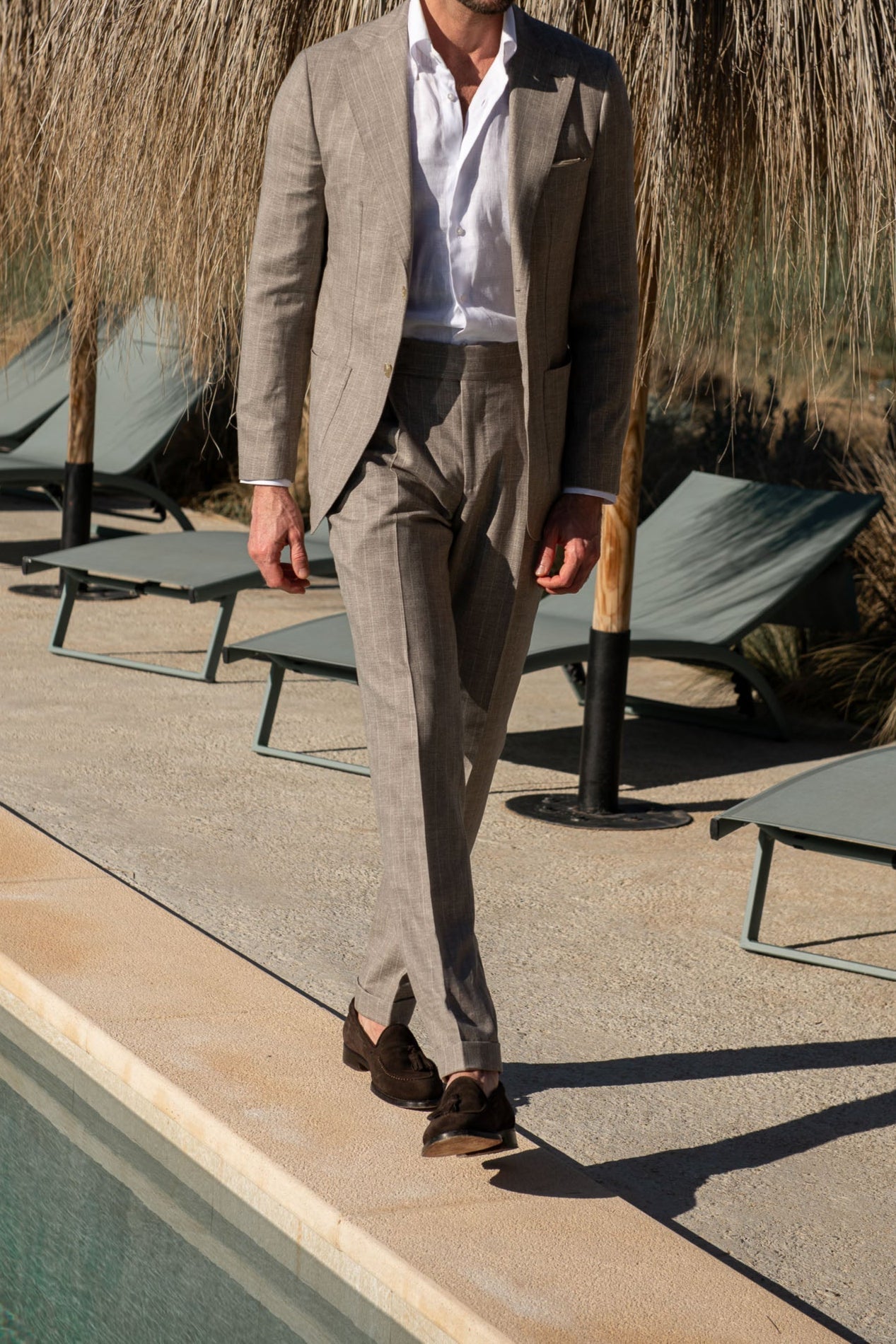 Beige striped suit - Made in Italy