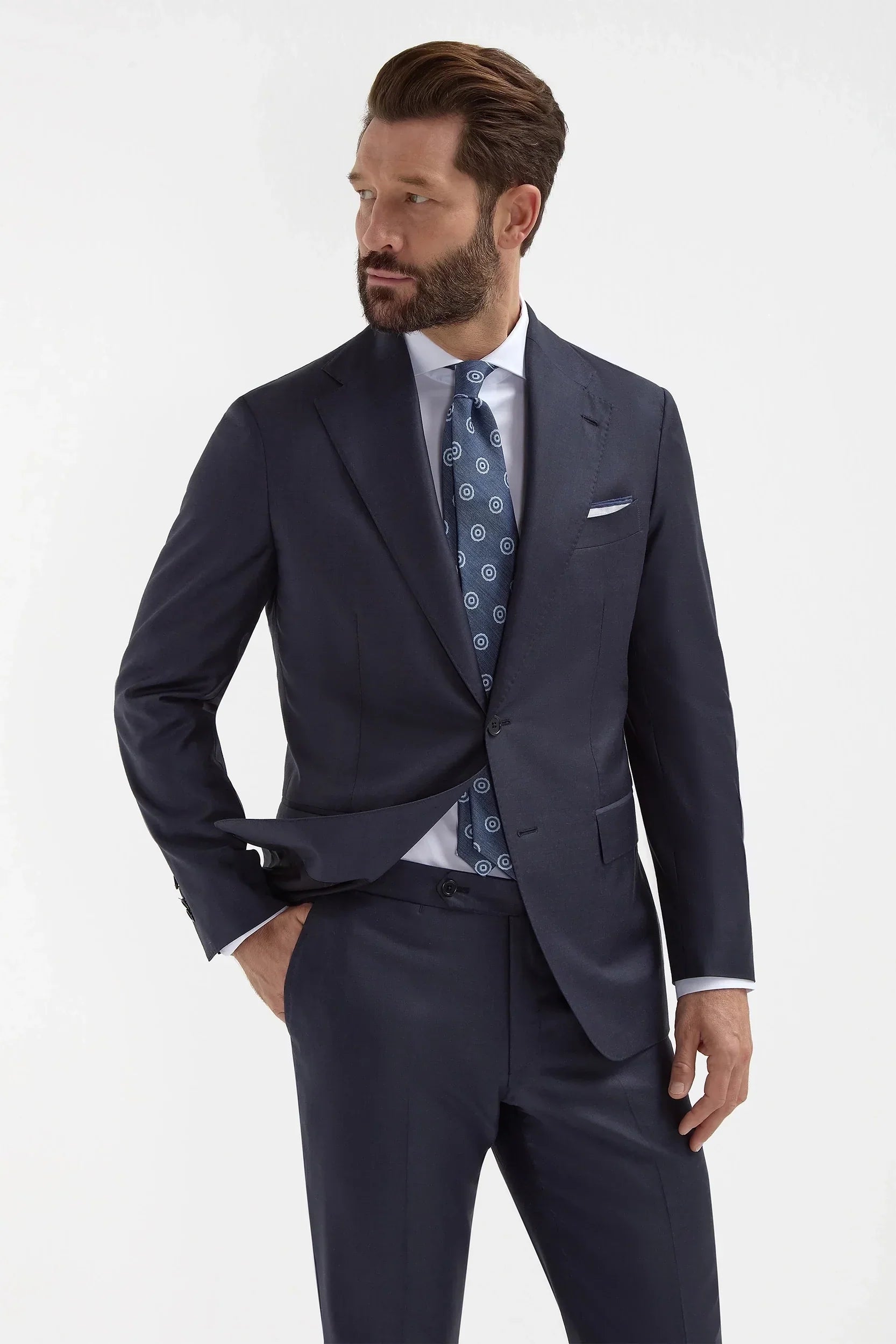 Blue Avio Full Canvas Suit - Made in Italy