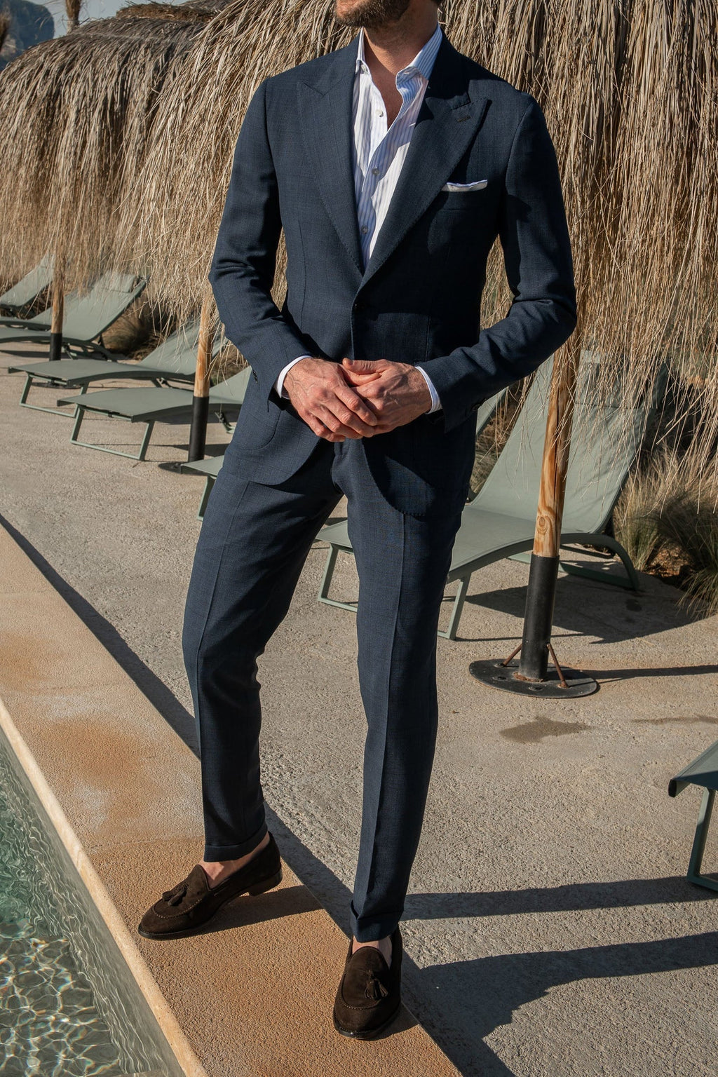 Blue Prince of Wales suit - Made in Italy