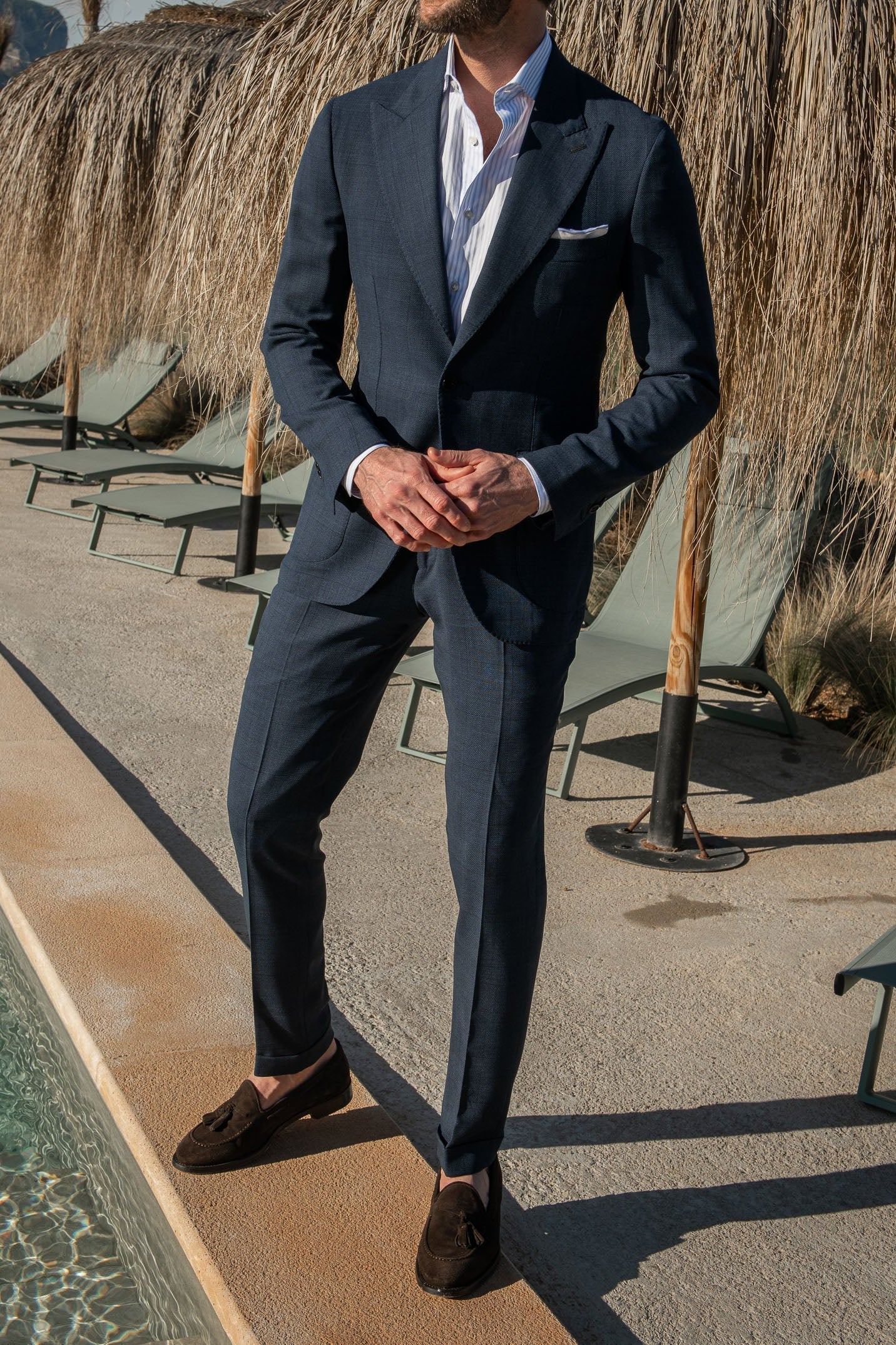 Blue Prince of Wales suit - Made in Italy