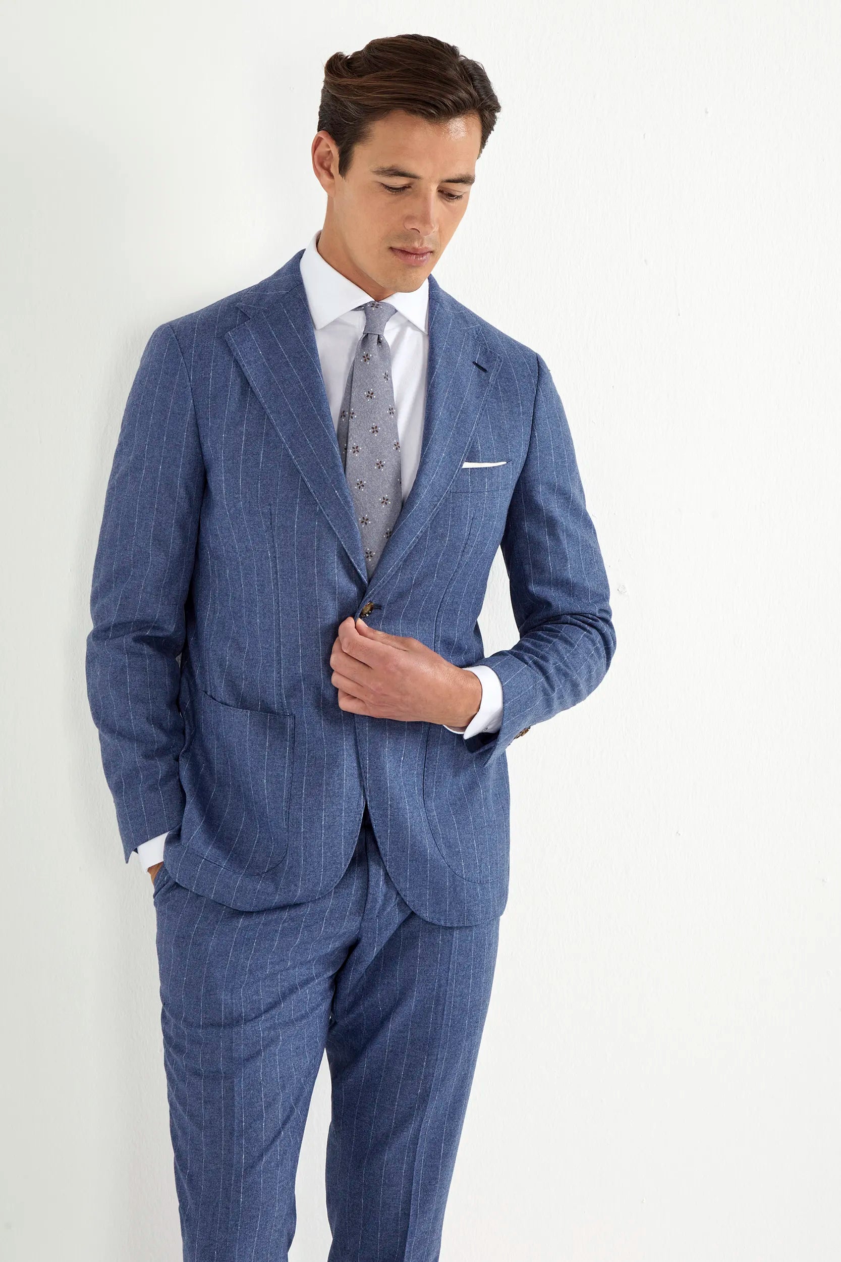 Dusty blue striped suit - Made in Italy