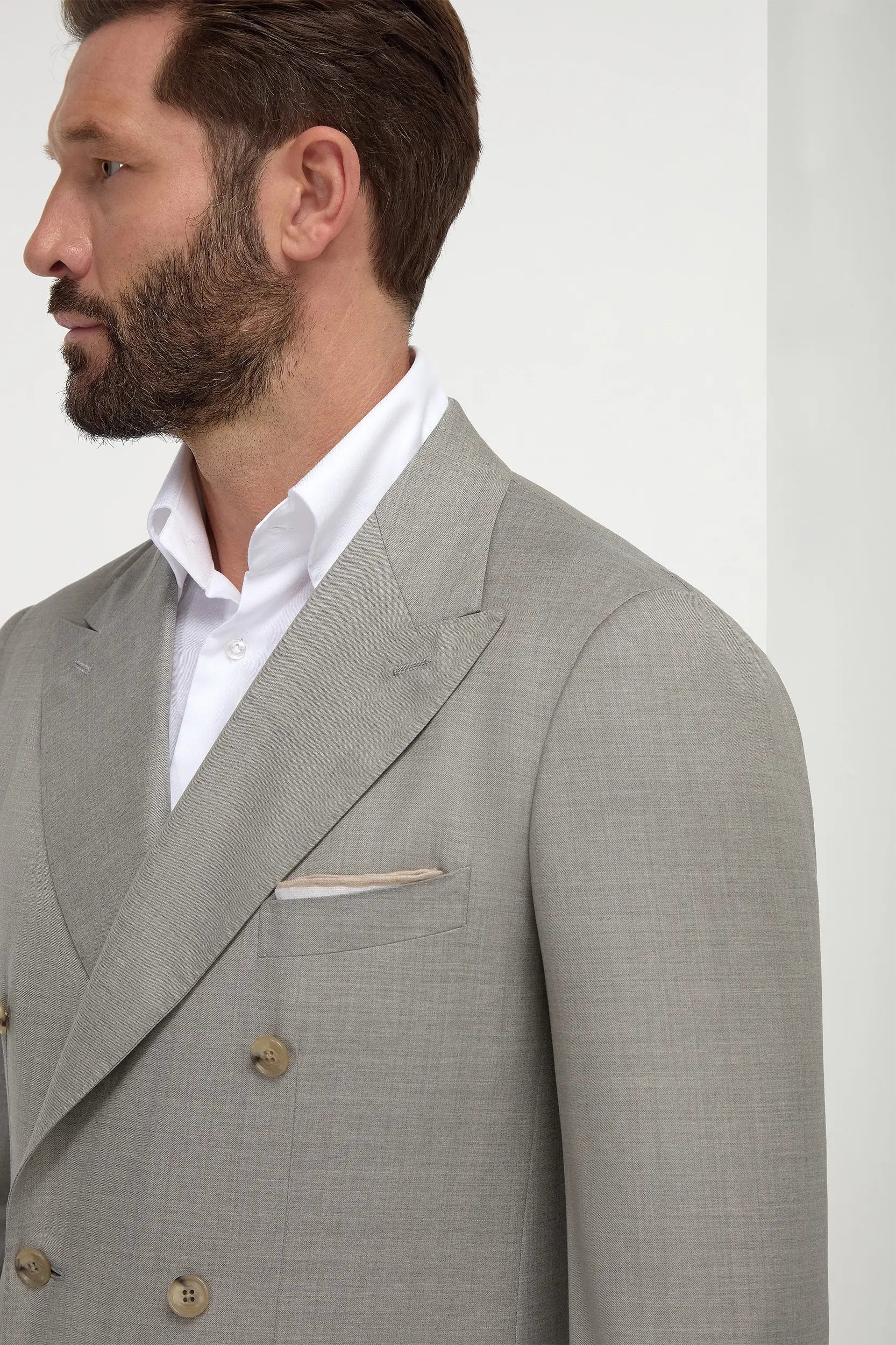 Green double breasted Super 150's suit - Made in Italy