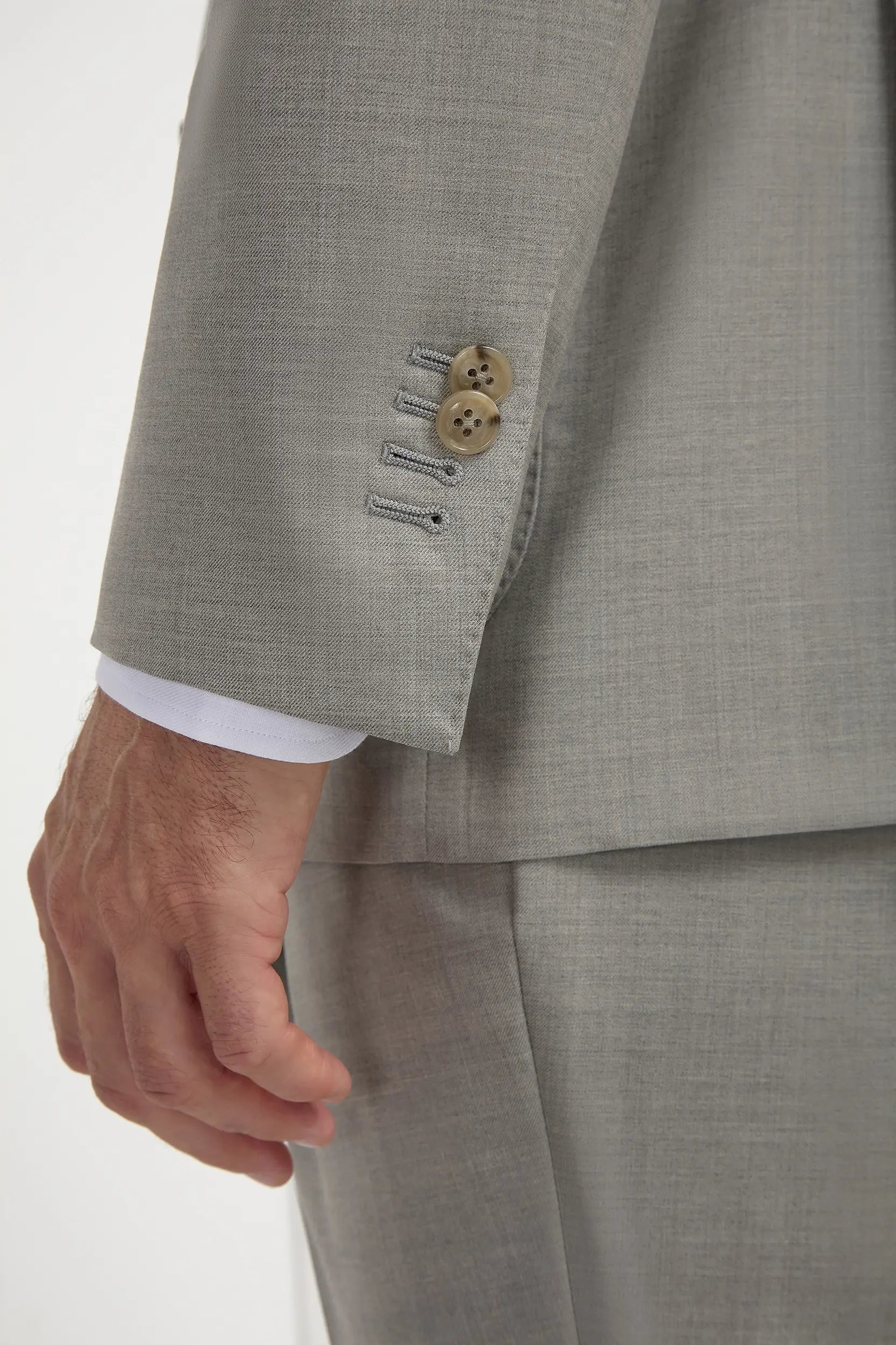 Green double breasted Super 150's suit - Made in Italy