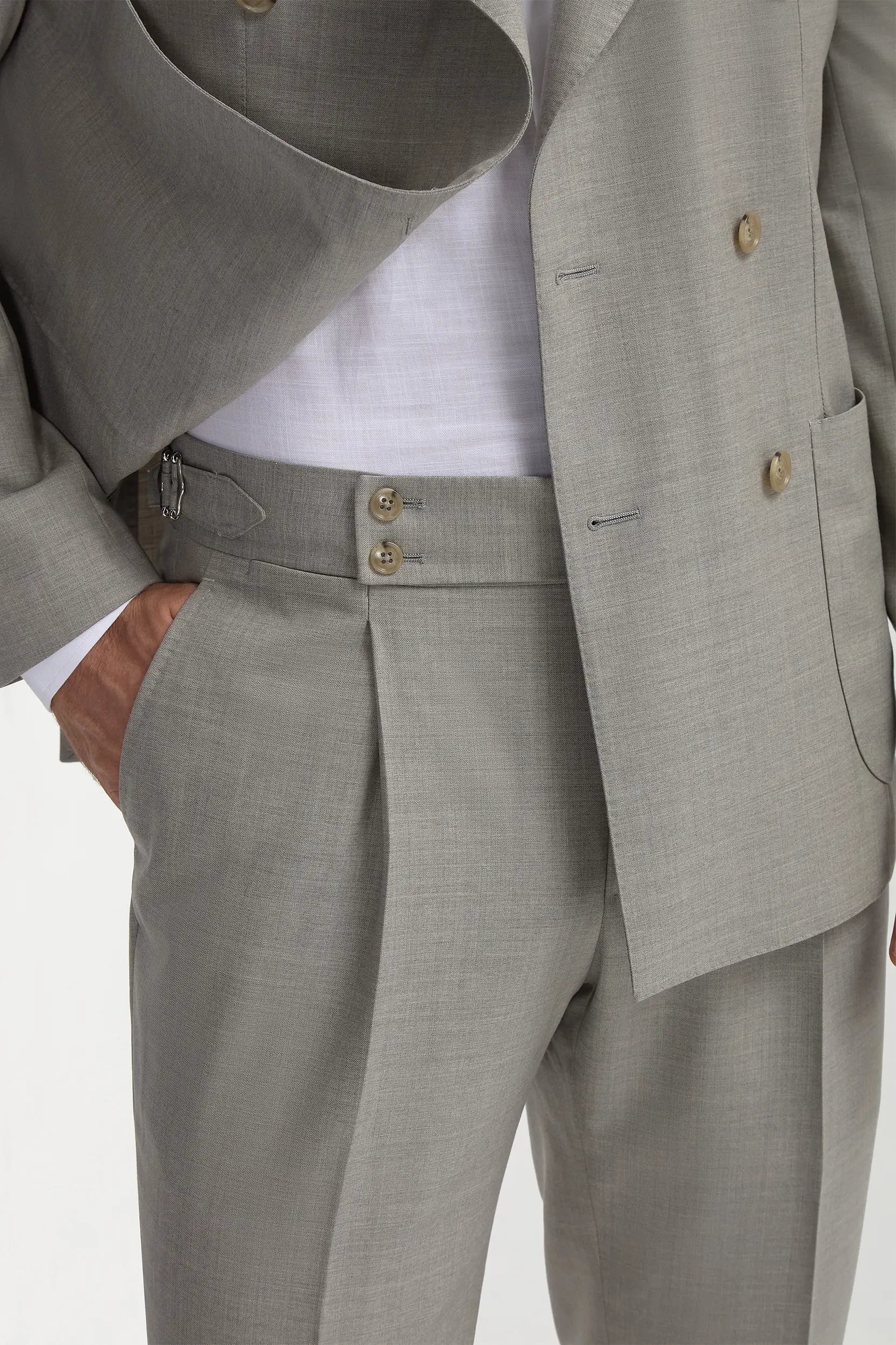 Green double breasted Super 150's suit - Made in Italy