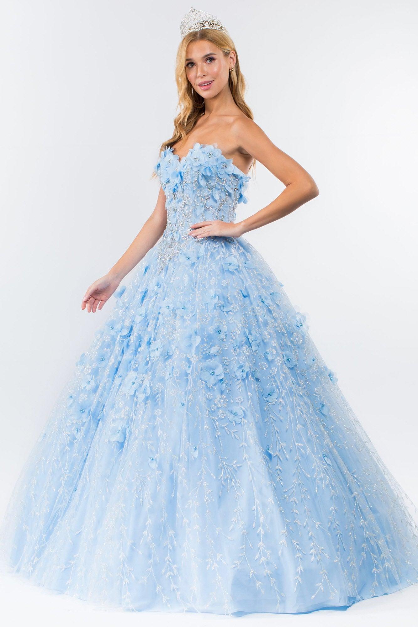 Strapless with Mesh Cape Quinceanera Dress