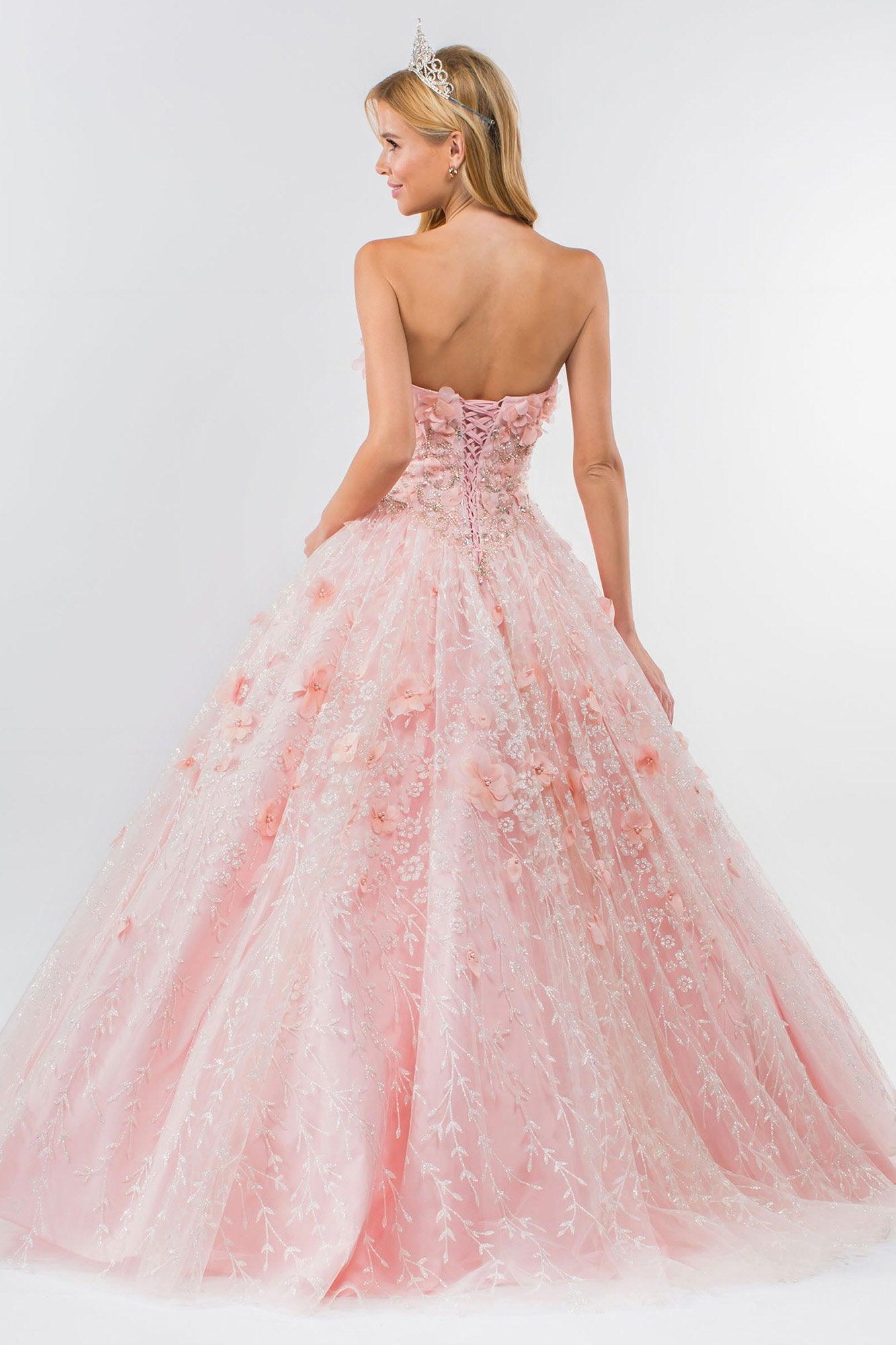 Strapless with Mesh Cape Quinceanera Dress